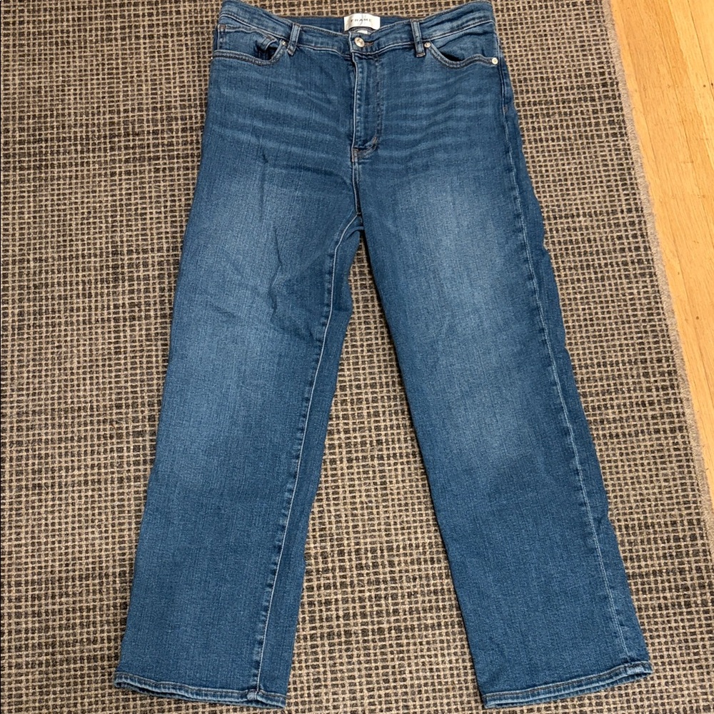 Frame Le Sleek Straight High Waist Ankle Jean | Size 31 in Marsa